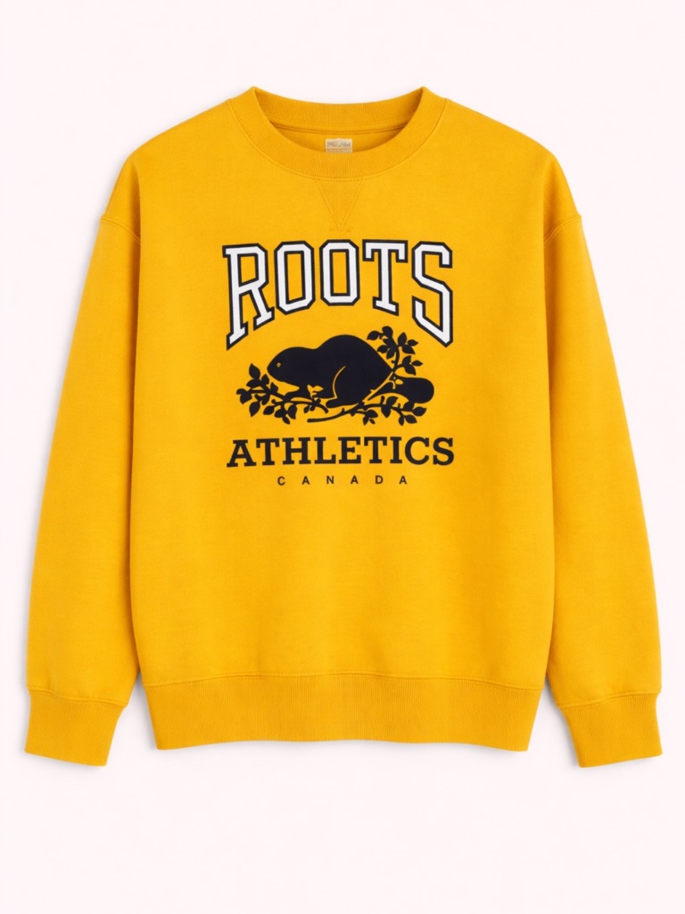 NWOT - Roots Yellow Crewneck Sweatshirt with Classic Beaver Logo  💛 - Size L